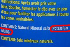 CONTAINS: Natural Mineral salts (Potassium Alum).